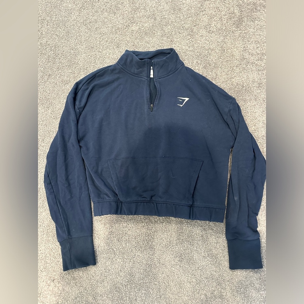 Gymshark cropped navy blue quarter zip up jacket